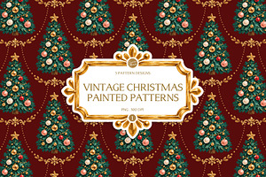 Vintage Christmas Painted Patterns 1, a Pattern Graphic by Euonia Meraki