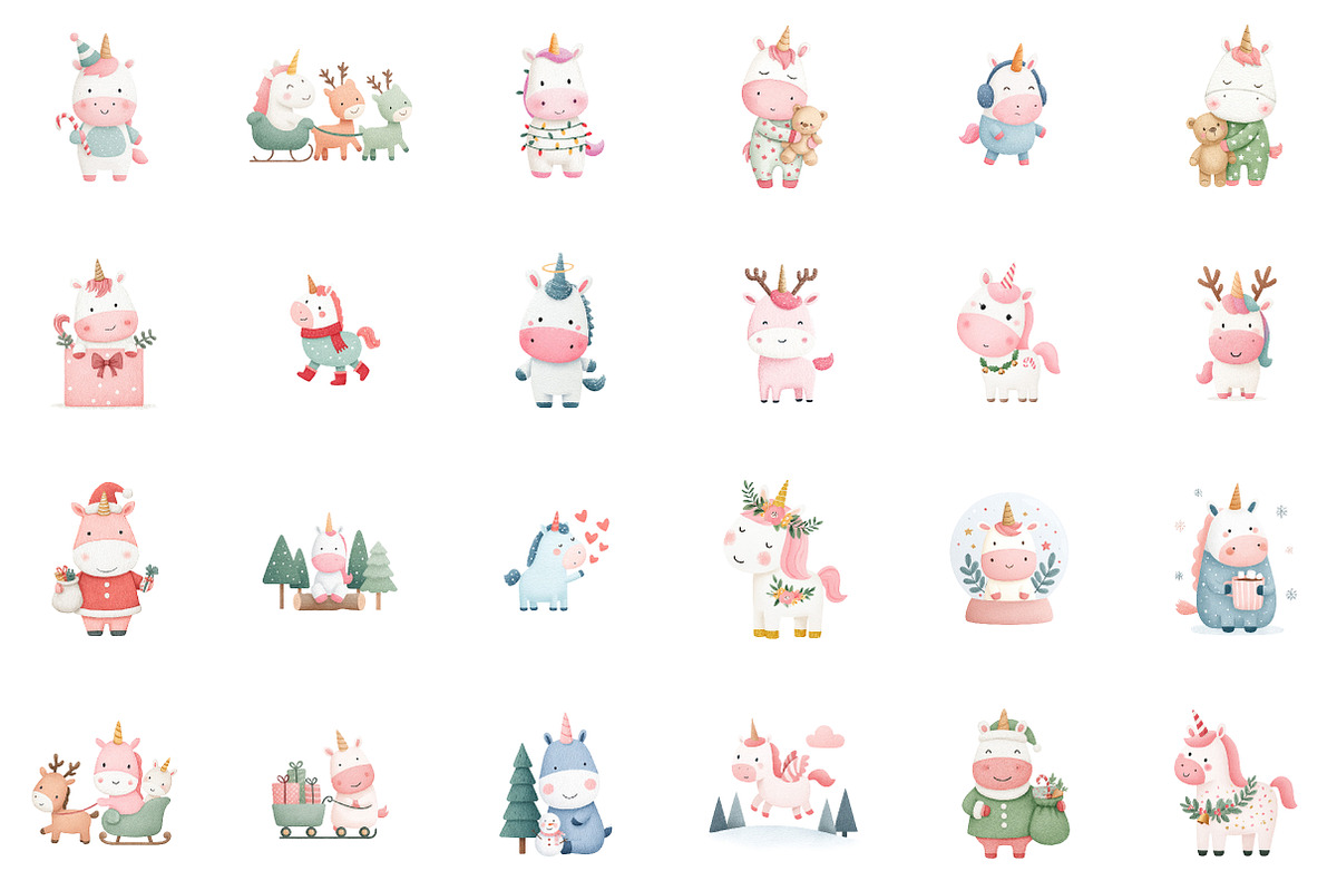 Christmas Unicorn Clipart Sublimatio, an Illustration by Sublimation Artist (Photo 2 of 6)