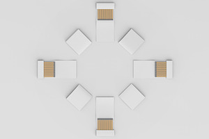 3d Top View Of Matchboxes Mockup