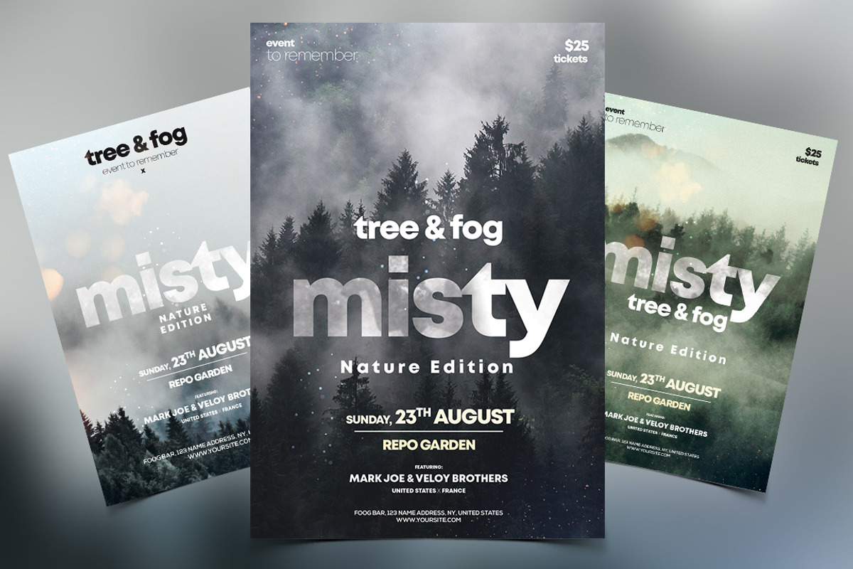 Misty Fog - 3 Event PSD Flyers, a Flyer Template by PixelsDesign (Photo 1 of 4)