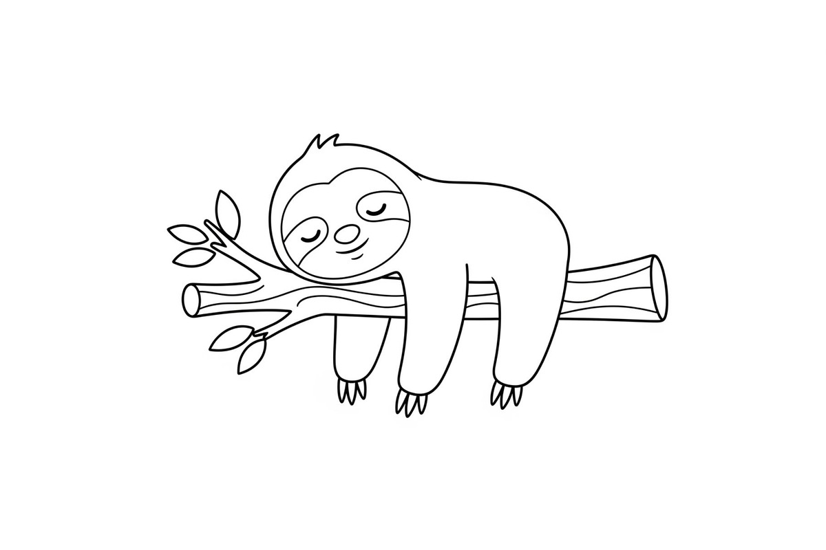 Cute Sloth Line Art Bundle, an Illustration by musafir_fashion (Photo 41 of 51)