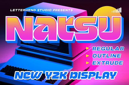 Natsu Y2K Dsiplay Font, a Slab Serif Font by Letterhend Studio