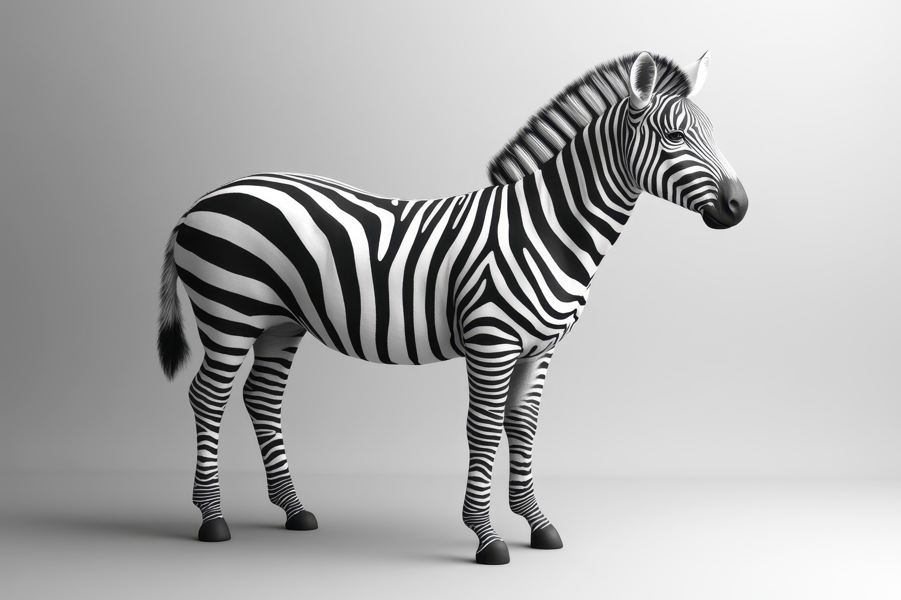 Zebra standing proudly on a neutral, a Photo by Tanuart