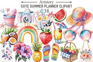 Cute Summer Planner Clipart, an Illustration by designcity5