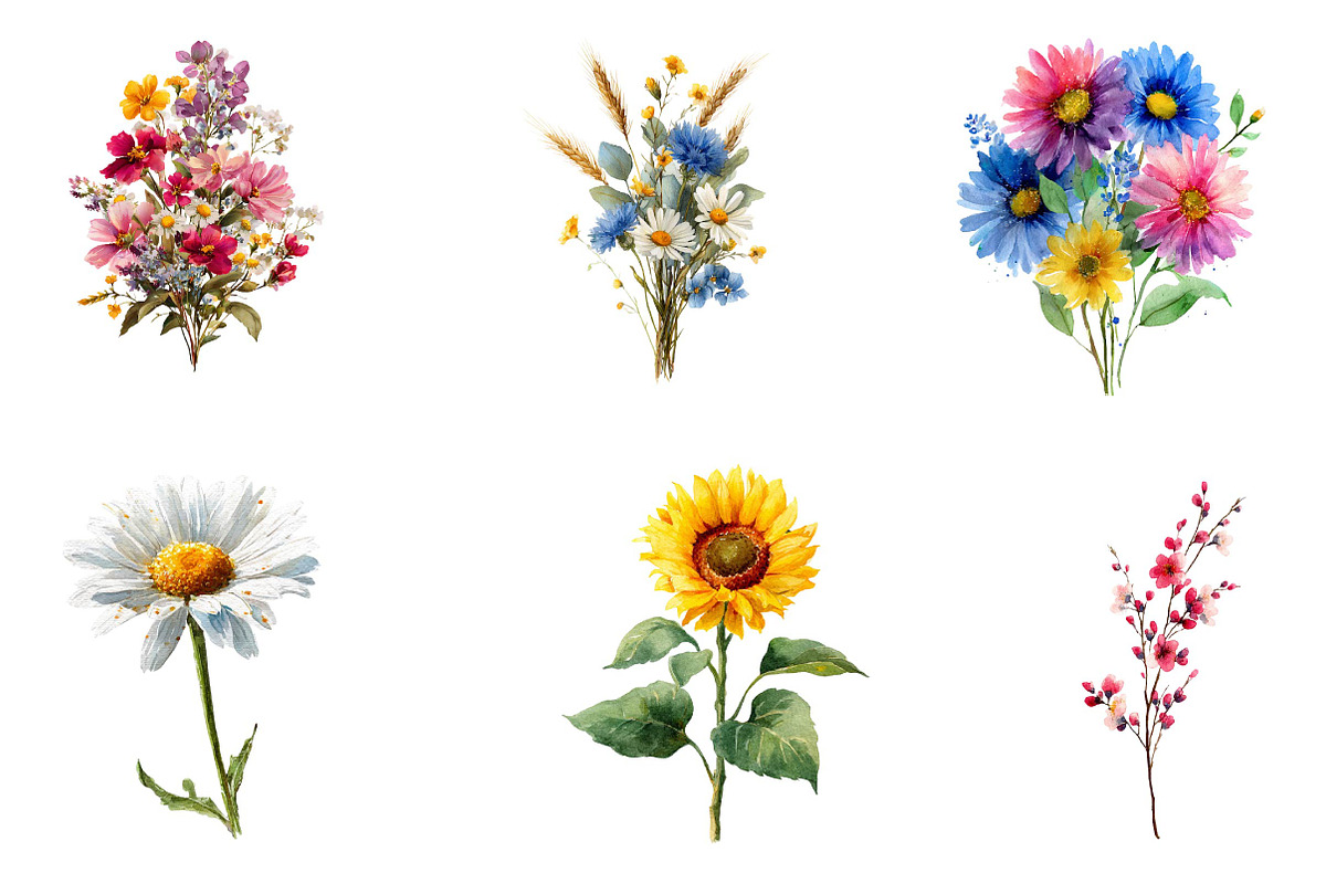 Wildflower Bouquet, Rustic Florals, an Illustration by CreationArt (Photo 3 of 5)