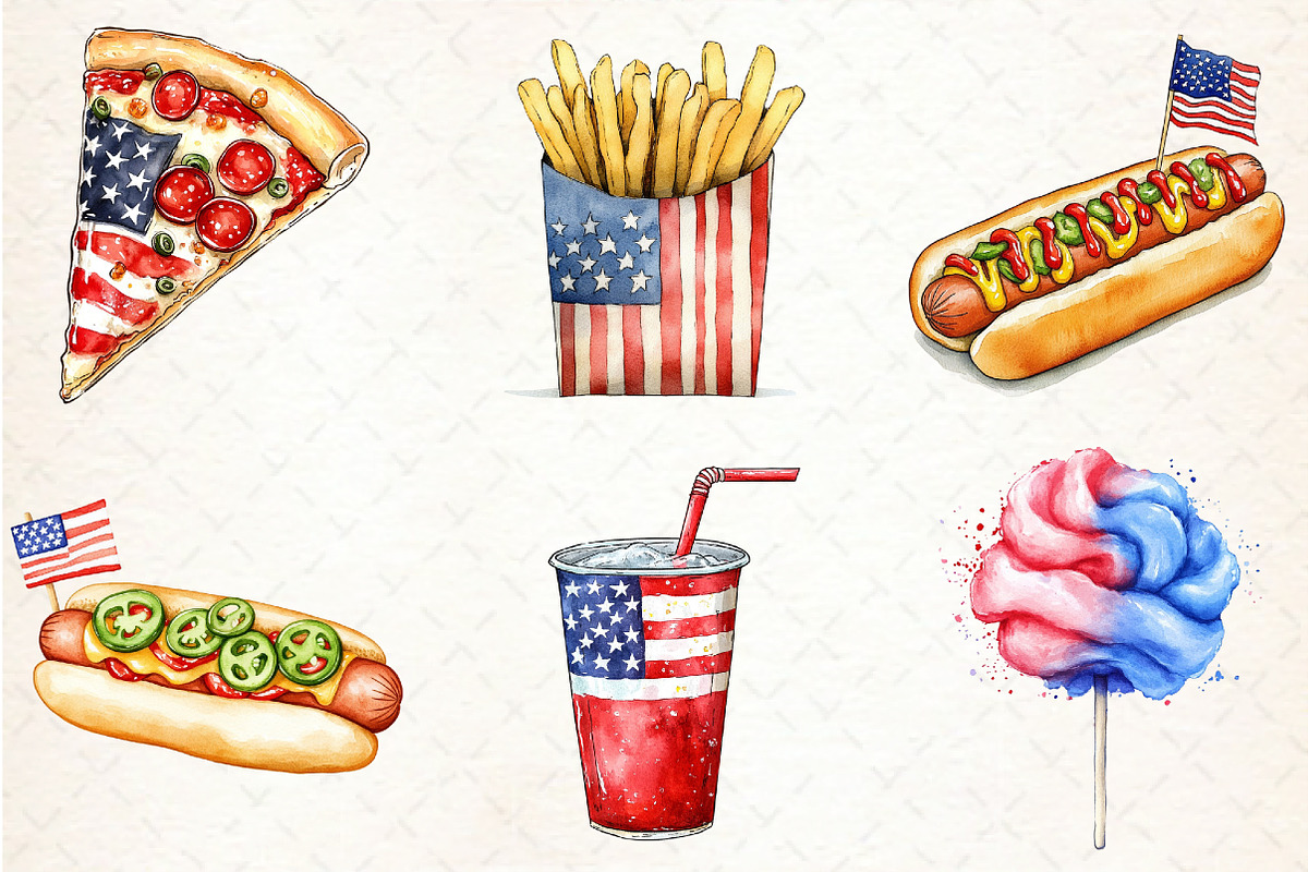 Fast Food for 4th of July Clipart, an Illustration by Libby Wishes (Photo 3 of 6)