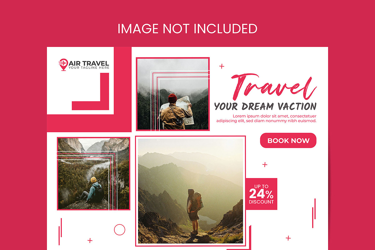 Travel Agency Social Media Post, a Marketing Template by Photoshop Action (Photo 12 of 18)