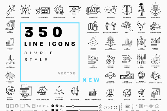 350 Line Business Icons Collection
