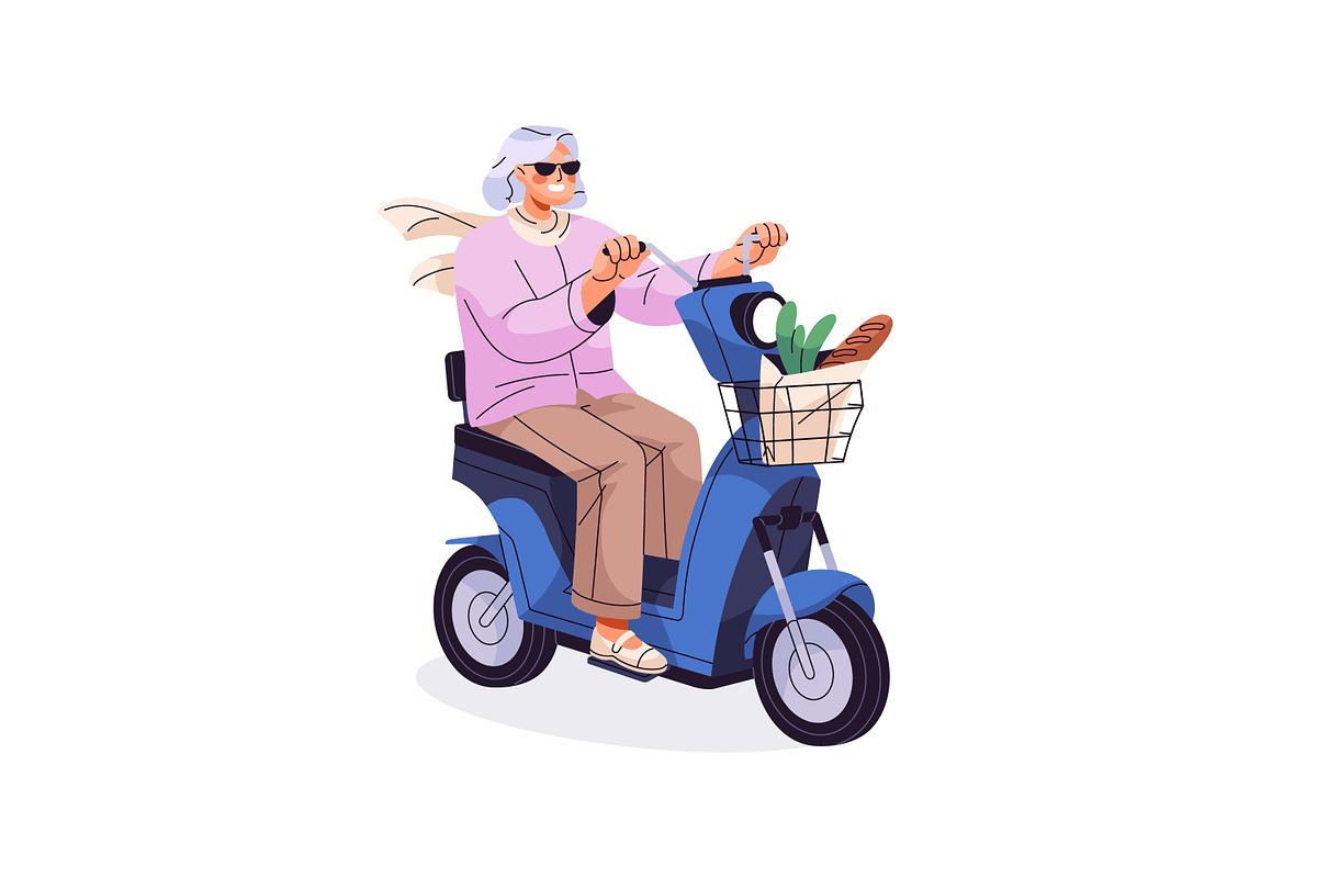 People driving electrical transport, a Transportation Illustration by PaperTrident (Photo 6 of 7)