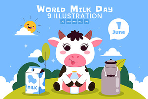 9 World Milk Day Illustration, a Food Illustration by denayunebgt