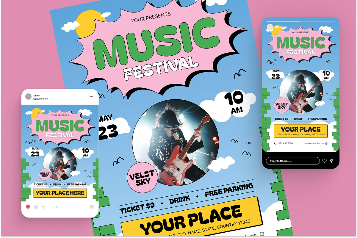 Music Fest Flyer Set, a Flyer Template by Annora Studio (Photo 2 of 6)