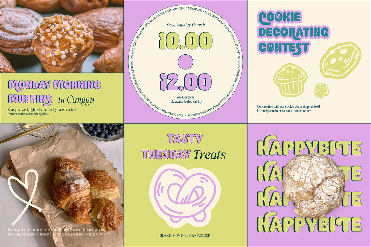 Bliss Bloom Bubbly Cute Typeface, a Sans Serif Font by Casloop Studio (Photo 2 of 9)