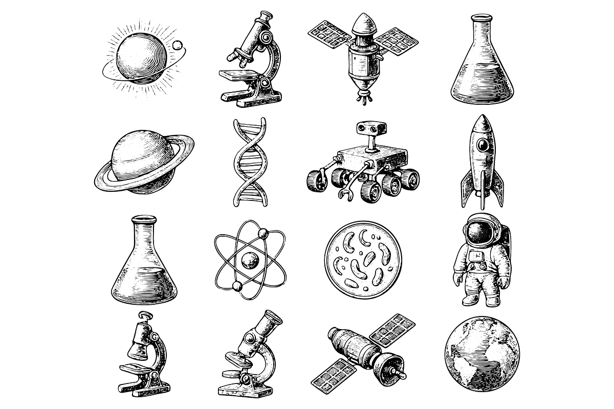 Vintage Science Space Icon Set, an Object Graphic by RT Studio (Photo 2 of 4)