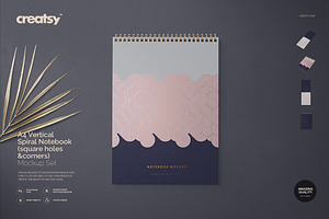 A4 Vertical Spiral Notebook Mockup, a Stationery Template by creatsy5