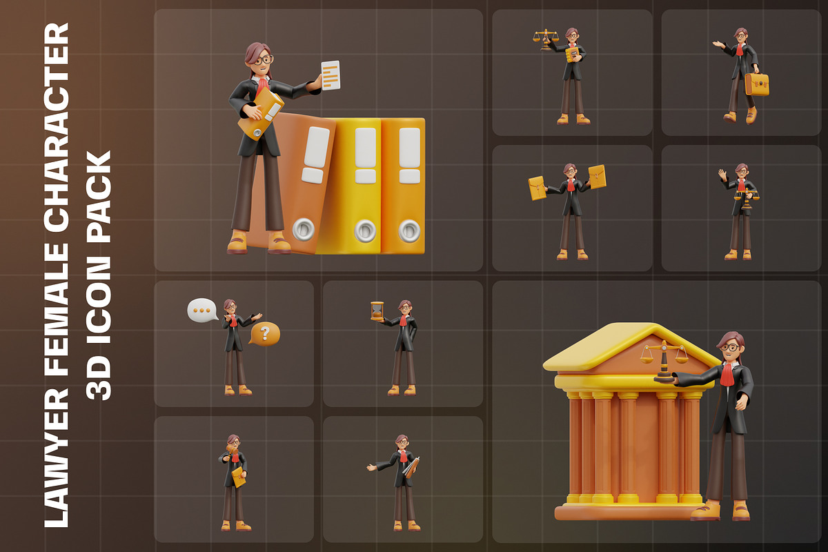 Lawyer Female 3D Illustration Pack, a Characters & Person 3D Model by Tempcraft (Photo 3 of 5)