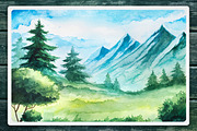 Watercolor Vector Landscapes set#2, an Illustration by AlexGreenArt (Thumbnail 2 of 10)