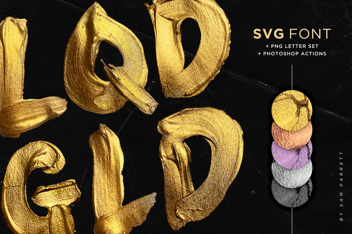 Liquid Gold SVG Font + Actions, a Font by Sam Parrett