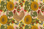 Sunflowers Cranberries and Hen, a Pattern Graphic by NayaChu (Thumbnail 8 of 9)