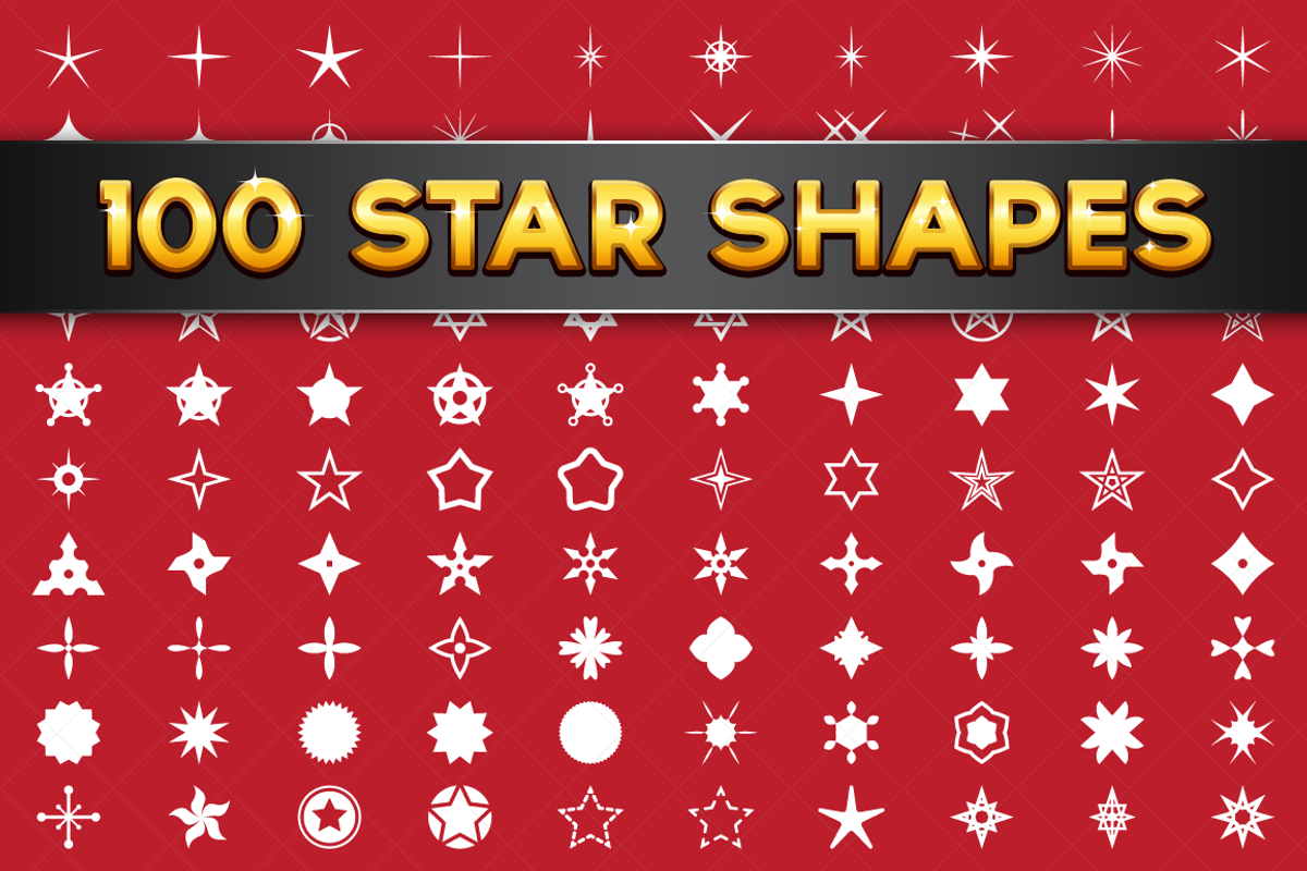 100 Vector Star Shapes, a Shape Add-On by pixaroma