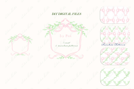 Ivy Pink Watercolor Crest DIY, a Graphic by LABFcreations