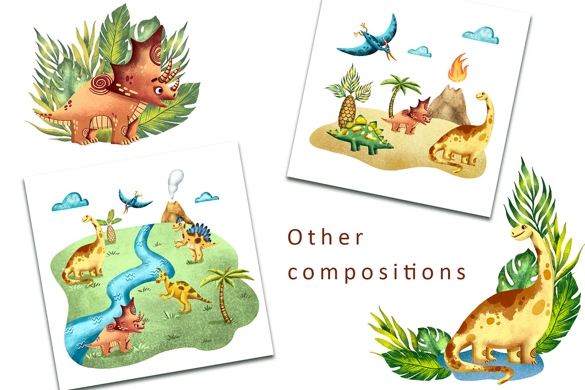 My Friends Dinosaurs - Clip Art Set, an Animal Illustration by Mashamashastu (Photo 9 of 12)