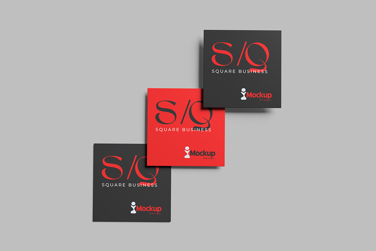 Square Business Card Mockup, a Print Template by seramoe (Photo 3 of 5)