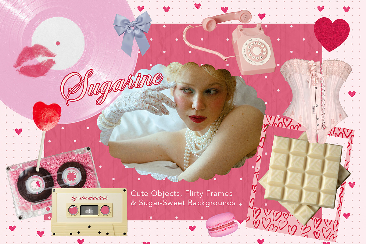 Sugarine Girly Aesthetic Design Pack, an Object Graphic by alonahaidash (Photo 1 of 15)