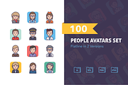 100 Flatline People Avatars Set, an Outline Icon by Vectory (Thumbnail 1 of 4)