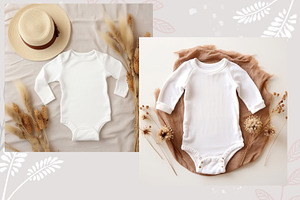 Baby Bodysuit Mockup PSD Set