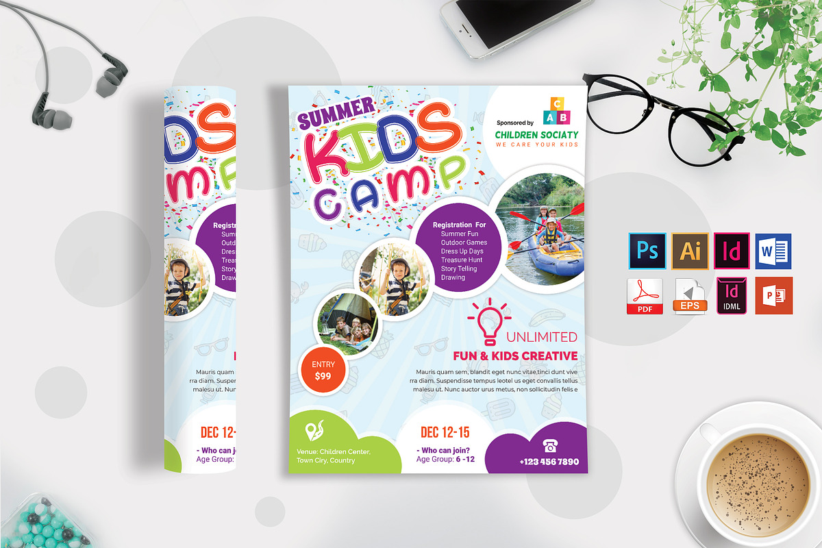 Kids Summer Camp Flyer Vol-06, a Flyer Template by Imagine Design Studio