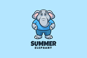 Summer Elephant Cartoon Logo, a Branding & Logo Template by Gumrega Studio