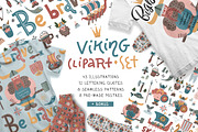 Cute childish vikings clipart set, an Illustration by Lana Sham (Thumbnail 1 of 12)