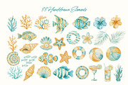 Nautical Watercolor Summer Bundle, a Seasonal Illustration by Red Ink (Thumbnail 2 of 7)