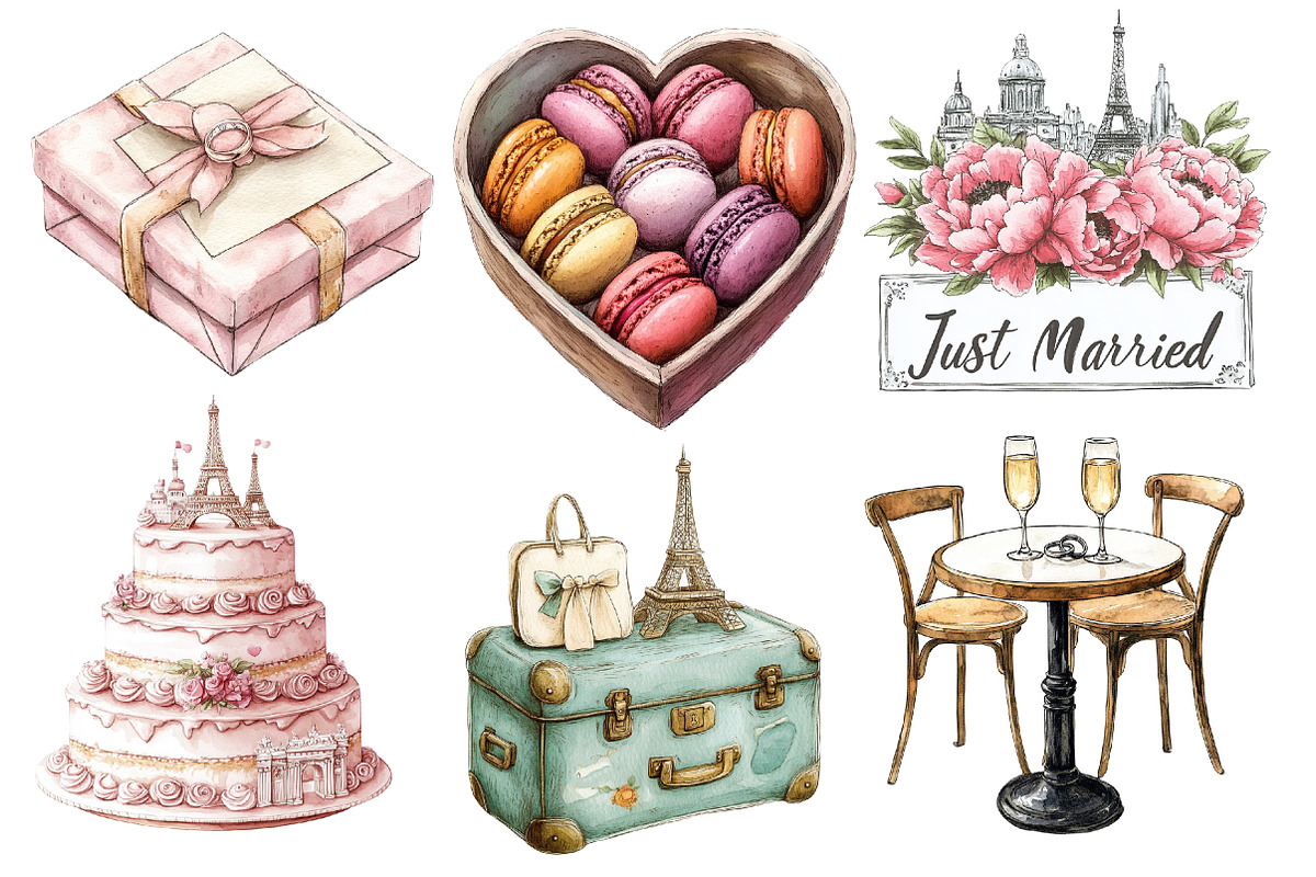 Parisian Just Married Clipart, an Illustration by Designworld (Photo 4 of 6)