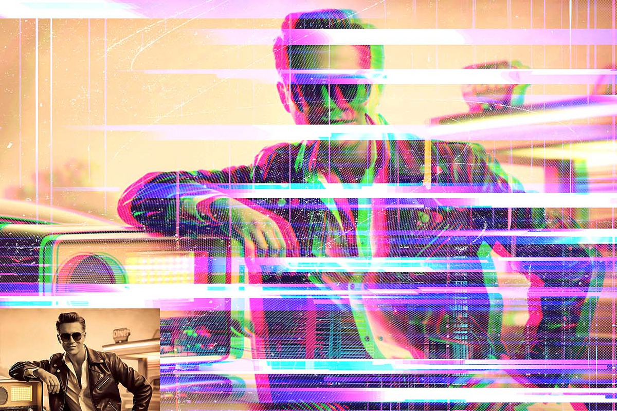 90s Retro VHS Glitch Photoshop, an Action Add-On by Studio Retouch (Photo 2 of 12)