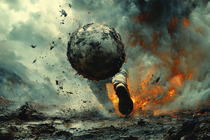 Astronaut fleeing from an explosion, a Photo by Tanuart
