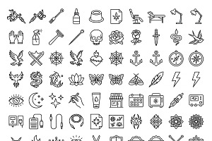 Bundles Tattoo Studio Outline Icons, an Outline Icon by adenpinkstore