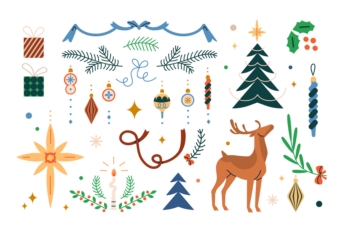 Christmas & New Year decorations set, a Seasonal Illustration by Good Studio (Photo 4 of 8)