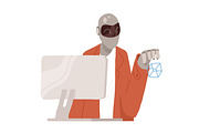 Robot working at computer, a Technology Illustration by Good Studio (Thumbnail 2 of 3)