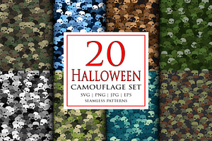 Halloween colored sculls print set