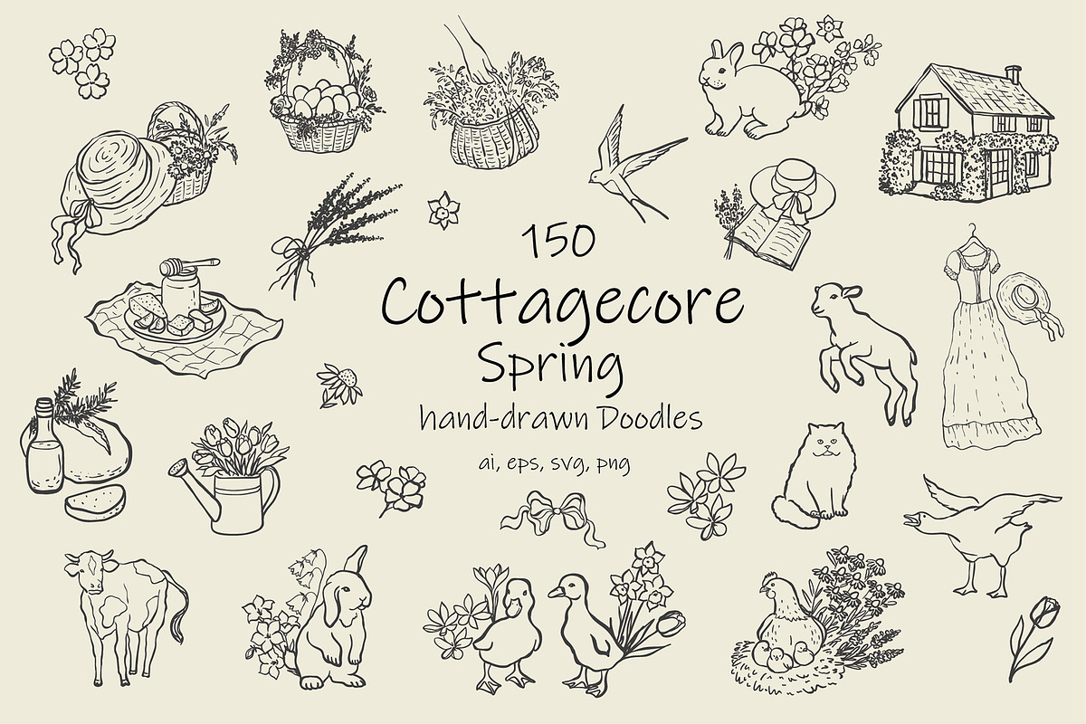 Cottagecore Spring. Hand-Drawn Art., a Seasonal Illustration by Designwork (Photo 1 of 10)