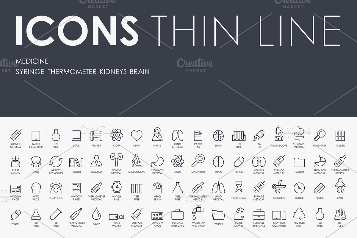 Medicine Thin Line Icons, an Outline Icon by Palau (Photo 1 of 5)