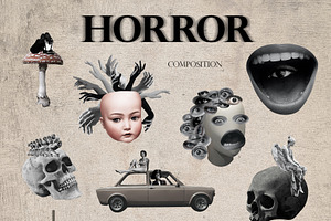 Horror Collage. Halloween Collection