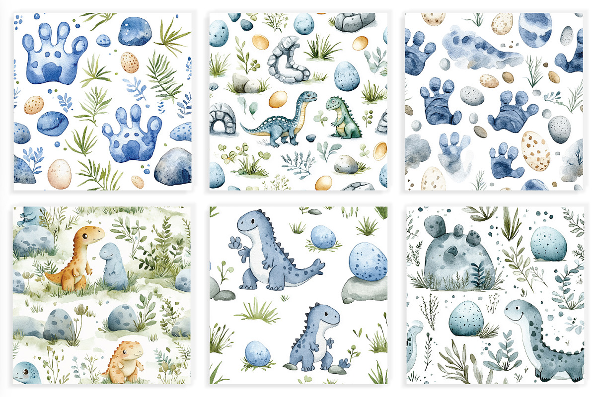 Cute Dinosaur Paw Print Seamless, a Seasonal Illustration by Daily.Designs (Photo 2 of 3)