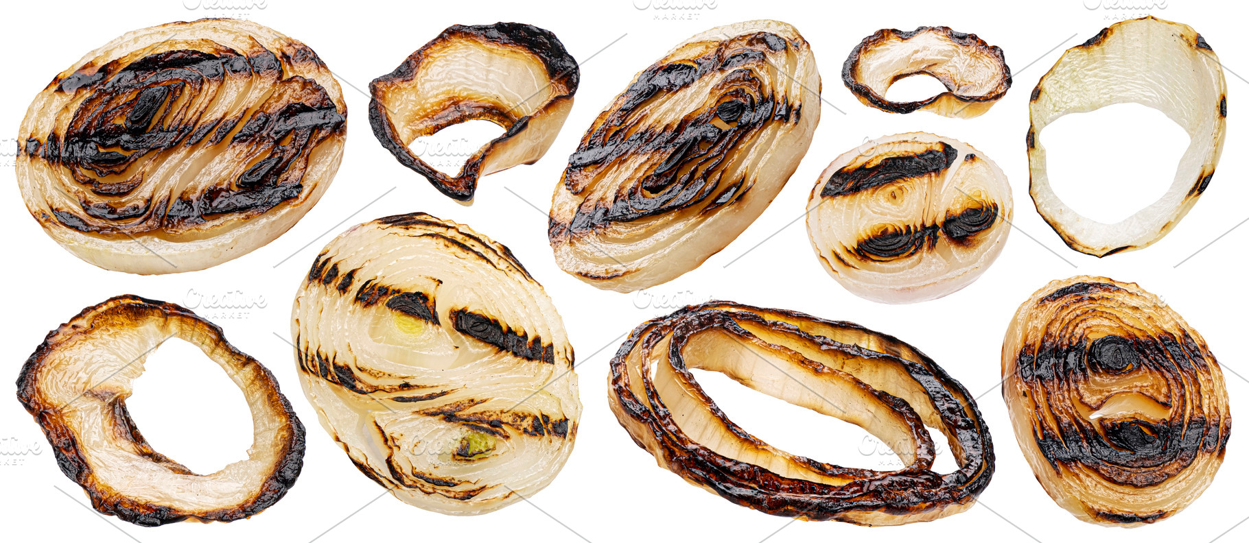 Grilled onion isolated on white, a Food & Drink Photo by Max Lashcheuski