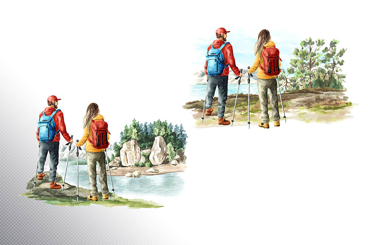 Let's Hiking! Watercolor set, a Person Illustration by Daria Ustiugova (Photo 10 of 13)