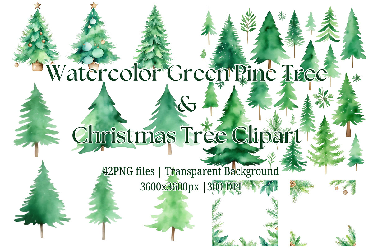 42PNG CHRISTMAS & PINE TREE CLIPART, a Seasonal Illustration by Vachira Digital Studio (Photo 3 of 3)