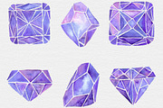 Purple Watercolor Crystal Clipart, an Illustration by TigerlilyDesignCo (Thumbnail 2 of 2)
