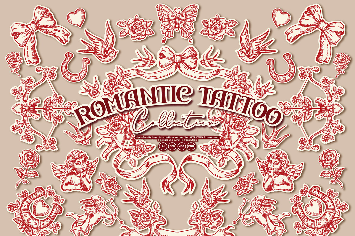 Romantic Tattoo, a Pattern Graphic by MSNTY STUDIOX (Photo 3 of 24)