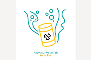 Radioactive water linear sign, pic, an Outline Icon by Anna's Shop